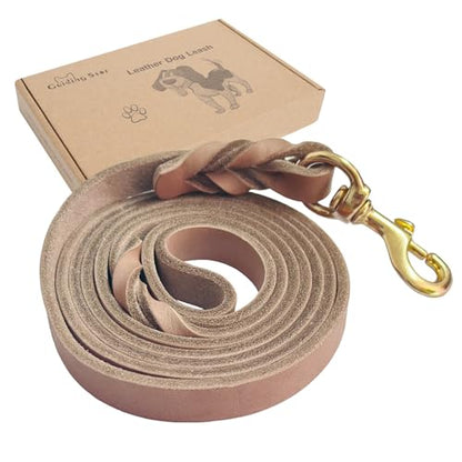 Guiding Star Leather Dog Leash - 6ft Heavy Duty, Soft Braided Handmade Leather Training Leash for Large & Medium Dogs (6ftx1inch, Light Brown) - color: Light Brown, size: 6ft x 1 inch