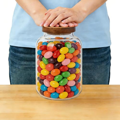 2-Pack Glass Storage Jars with Wood Lids 64 oz Airtight Food Containers - color: 2-Pack-64 oz