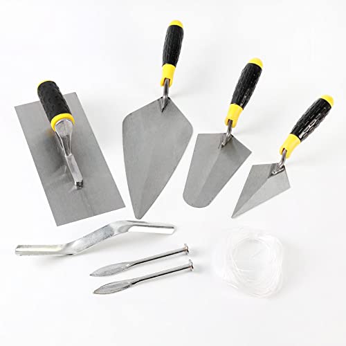 8-Piece Masonry Hand Tool Set Includes Finishing Trowel, Gauging Trowel, Pointing Trowel，etc…