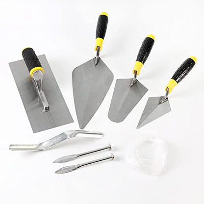 8-Piece Masonry Hand Tool Set Includes Finishing Trowel, Gauging Trowel, Pointing Trowel，etc…