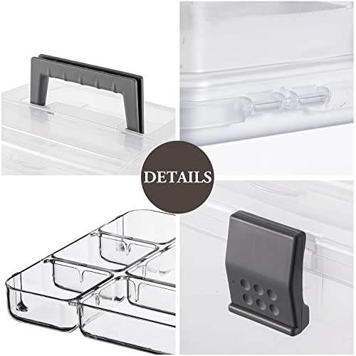MyGift Clear First Aid Kit Box with Tray, Portable Medicine Storage - color: Gray
