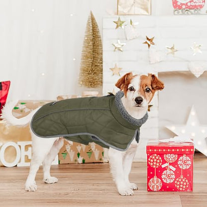 Fragralley Dog Coat Medium, Waterproof Dog Jacket with Warm Fleece Lining, Adjustable Reflective Dogs Winter Coat, Turtleneck Pet Coats for Cold Weather (ArmyGreen M) - color: ArmyGreen, size: Medium