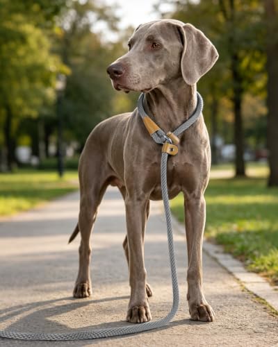 Dog Leash Slip Lead Braided Rope Pet Training Loop Leashes 5ft 6ft 8ft - color: Grey