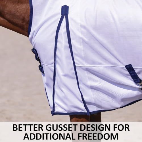 Schneiders Soft Interlock Mesh II Horse Fly Sheets | Superior UV & Insect Protection | Versatile Euro Fit Option | Reflective Safety Design - color: White, style: Horse High Neck Euro Surcingle