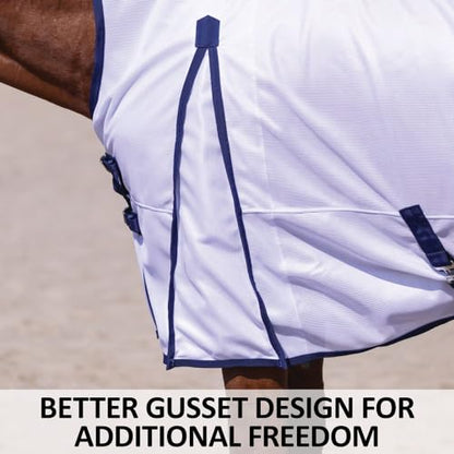 Schneiders Soft Interlock Mesh II Horse Fly Sheets | Superior UV & Insect Protection | Versatile Euro Fit Option | Reflective Safety Design - color: White, style: Horse High Neck Euro Surcingle
