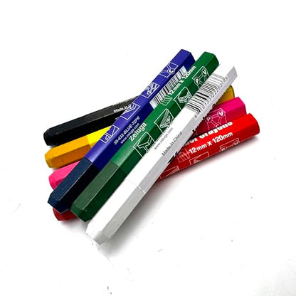 Zeluga 4.7in. x 0.47in. Hex Shape Industrial Lumber Marking Crayons for Clear and Permanent Markings, Yellow 12 Pack