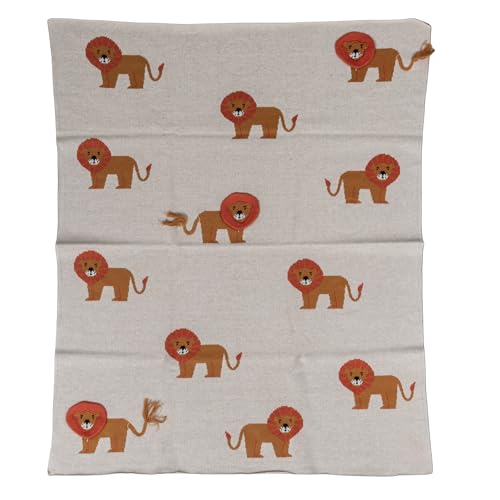 Creative Co-Op Cotton Knit Baby Blanket with Lions, 40" L x 32" W - color: Tigers, size: 40" L x 32" W