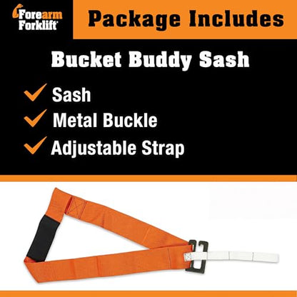 Bucket Buddy Sash – 90 Lbs Hands-Free Bucket Carrying Strap, Adjustable Shoulder Harness for 5 Gallon Buckets, Reduces Strain & Improves Balance, Heavy Duty Utility Carry System -Bucket not included-