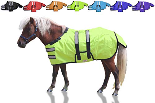 Derby Originals Mini Horse & Foal Winter Turnout Blanket - Reflective, No-Hardware Design, 600D Waterproof Outer, 150g Insulation, 170T Lining, Adjustable Fit, 1-Year Warranty - color: Lime Green