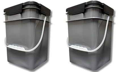 House Naturals 4 Gallon Square Food Grade Plastic Bucket with Lid, Made in USA (Pack of 2) BPA Free (Grey) - color: Gray