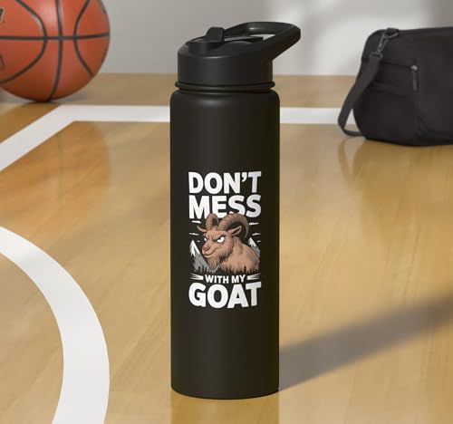 Don´t Mess With My Goat Cute Coat Pygmy Goat Farmer Stainless Steel Insulated Water Bottle - color: Black