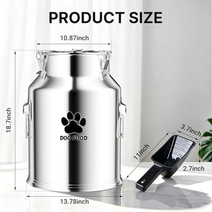 35LBS Stainless Steel Dog Food Storage Container,Large Metal Dog Food Storage Container