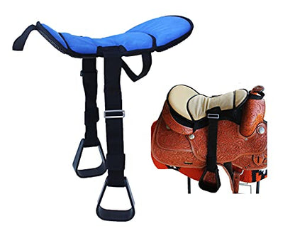 CHALLENGER Horse Western Saddle Youth Neoprene Padded Seat Buddy Stirrups - color: Royal Blue, size: Youth-Small