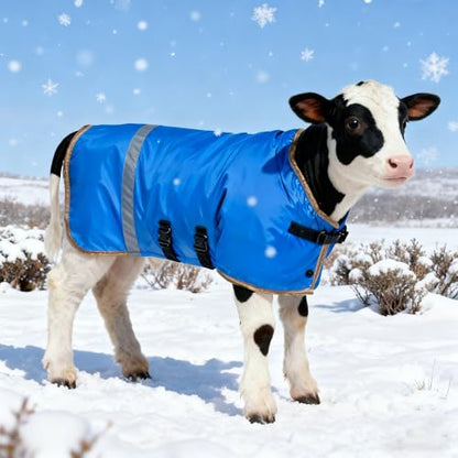 2pcs All-Weather Calf Blanket with Fleece Lining & Windproof Shell - Versatile Goat Blankets for Winter and Durable Sheep Blanket with Full Belly Coverage (Plucked Blue 2pcs) - color: Plucked Blue