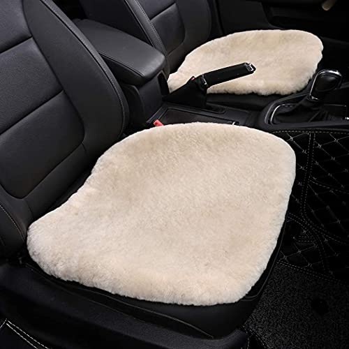 OGLAND 2 Pack Fuzzy Sheepskin Car Seat Covers for Soft Fur Wool Cushions - color: Pearl