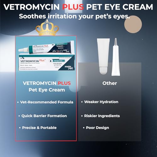 Vetromycin Plus Pet Eye Cream Health for Dogs, Cats, Cattle, Sheep, Horse, Bird 0.35 oz / 10 gr, 1 Tube