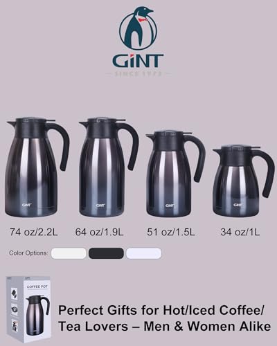 GiNT 51Oz Stainless Steel Thermal Coffee Carafe with Lid/Double Walled Vacuum Thermal Carafe / 12 Hour Heat Retention (Purple, 1.5L) - color: Purple, size: 50.7 Ounces