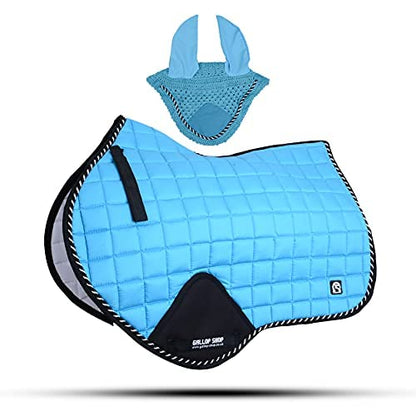 Close Contact Jumping Saddle Cloth Numnah Saddle Pads Free Ear (Ship from USA) - color: White, size: Full