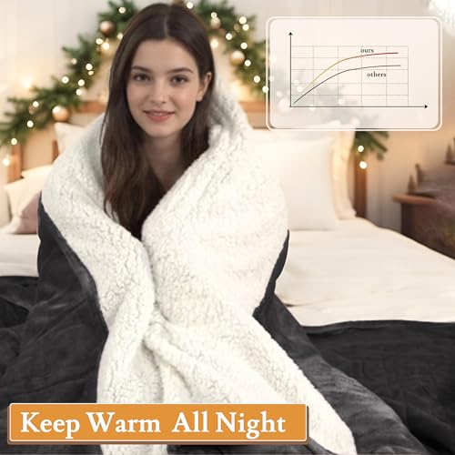 Electric Heated Blanket 50"×60" Throw Size, Plush, Smooth & Fluffy Microplush for Bed, Sofa, Office, 4 Heating Levels & 3H Auto-Off, Machine Washable, Full Body Warmth - Dark Gray - color: 01-dark Gray, size: Throw Size ( 50"x60" )