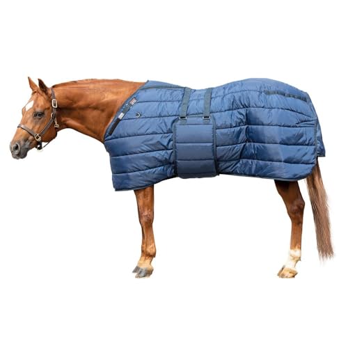 Schneiders Stay-Put Tail Cover V-Free Horse Stable Blanket | Bellyband | Durable and Rub-Free | Medium Weight Winter Horse Blanket | Color Navy | Size 84 - size: Horse Size 84
