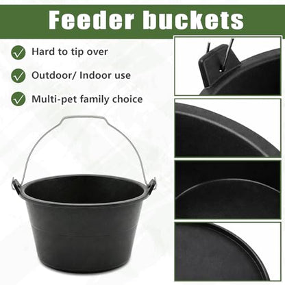 Sadnyy 2 Pcs Rubber Feeder Bucket, Quart Gallon Rubber Horse Feed Bucket with Handle Large Utility Feed Pan Dog Bowl Horse Feeder for Goats Horses Animal Feeding, Inches(11.5 x 6.3 Inches,Plain) - size: 11.5 x 6.3 Inches, style: Plain