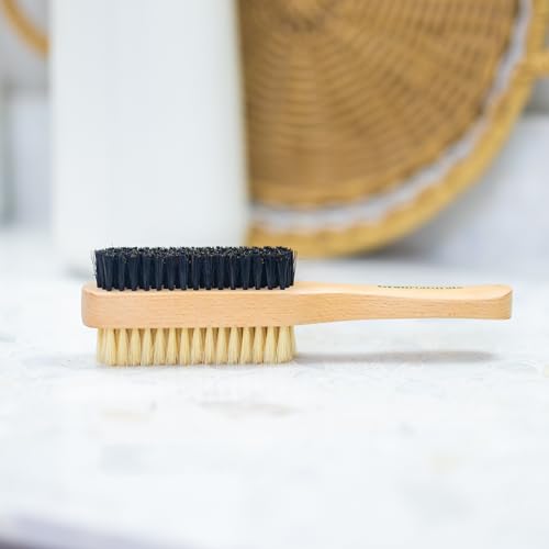 GranNaturals Double Sided Boar Bristle Hair Brush - Soft Hard Finishing & Smoothing Hairbrush for Slick Back to Style, Polish, & Lay Down Hair Flat to Create a Sleek Hairstyle for Bun, Slickback