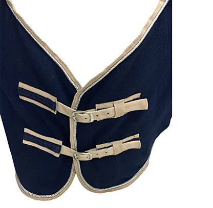 Majestic Ally Anti Pill Fleece Horse Blanket/Sheet with Silver Braided Rope (Navy, 76) - color: Navy, size: 76