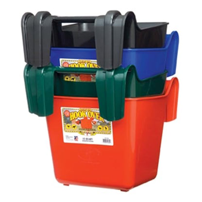 Little Giant® Plastic Hook Over Feeder | Mountable Livestock & Pet Feed Bucket | Horse Feed Bucket | Made in USA | 15 Quarts | Blue - color: Blue, size: 15 Quart