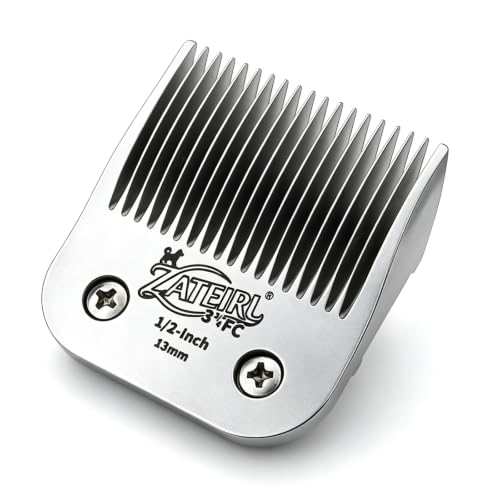 Size 3-3/4FC Detachable Pet Grooming Clipper Blade with Ceramic Cutter, 13mm 1/2 Inch Cut Length, Silver, Compatible with Andis, Oster A5, Wahl KM10, 1 Pack - color: Silver, size: 3-3/4FC 13mm