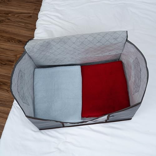 VENO 3 Pack Oversize Clothes Storage Bag with Reinforced Handle 34 Gallon | Thick Container Bins Organizer for Blankets, Comforters, Bedding, Foldable w/ Sturdy Zipper, Clear Window, Grey(34 Gallon) - size: Oversize, 34 Gallon, Set of 3