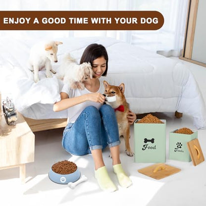 Dog Treat Container 2PCS, Dog Food Storage Container with Lids Airtight, Dog Treat Jars for Kitchen Counter-7+3Lbs (Saga Green) - color: Saga Green