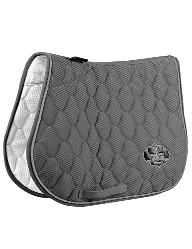 Harrison Howard 3D Air Mesh Saddle Pad for Horses – Breathable Shock-Absorbing All-Purpose English Saddle Pad - color: Grey