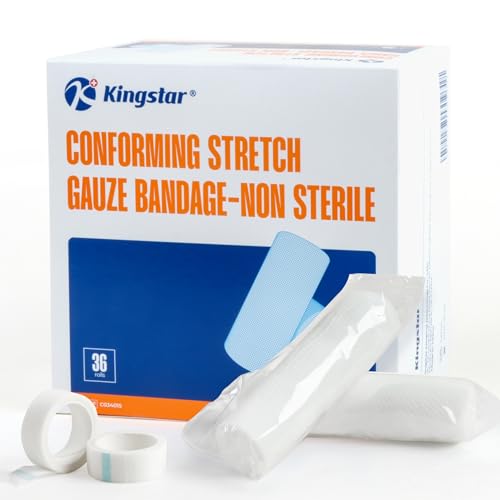 Gauze Rolls Bandages 4in x 4.1yds, 36 Rolls Conforming Stretch Gauze Bandage 4inch, Individually Wrapped Includes Medical Tape - size: 4"x4.1yds(36 Rolls)