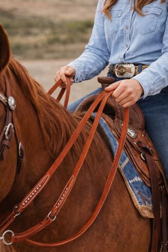 Challenger USA 7' 4" x 5/8" Horse Western Leather Quick Change Split Reins 66RT11