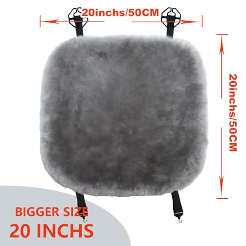 OGLAND 2 Pack Fuzzy Sheepskin Car Seat Covers for Soft Fur Wool Cushions - color: Misty Gray