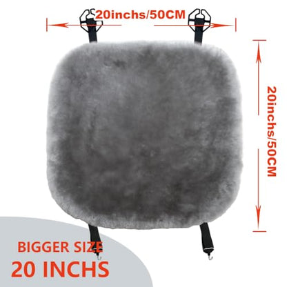 OGLAND 2 Pack Fuzzy Sheepskin Car Seat Covers for Soft Fur Wool Cushions - color: Misty Gray