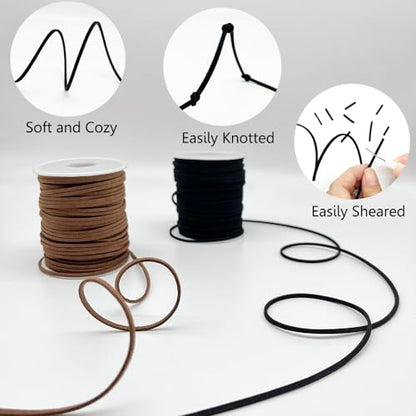 LUSTEMBER Leather String, Faux Leather Cord, Flat Suede Leather Lace for Necklaces, Bracelets, Jewelry Making, Tassels, Dream Catchers and Art Crafts - size: Brown