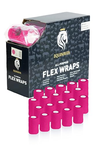 Equinavia 20 Pack Self Adhesive Bandage Wrap, 4 Inch Vet Wrap for Horses - color: Neon Pink