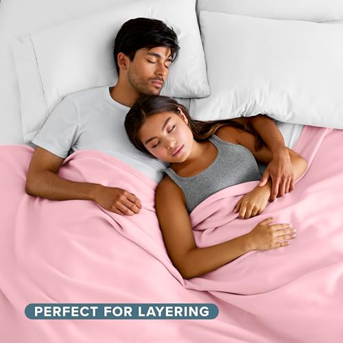 Bare Home Polar Fleece Blanket - Throw - Light Pink - Warm & Cozy - Premium Fleece for Bed, Sofa, Camping, Travel and Cold Nights - Lightweight Blanket (Throw, Light Pink) - color: 13 - Light Pink, size: Throw