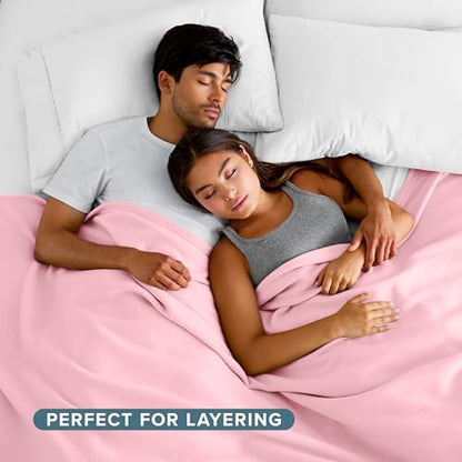 Bare Home Polar Fleece Blanket - Throw - Light Pink - Warm & Cozy - Premium Fleece for Bed, Sofa, Camping, Travel and Cold Nights - Lightweight Blanket (Throw, Light Pink) - color: 13 - Light Pink, size: Throw