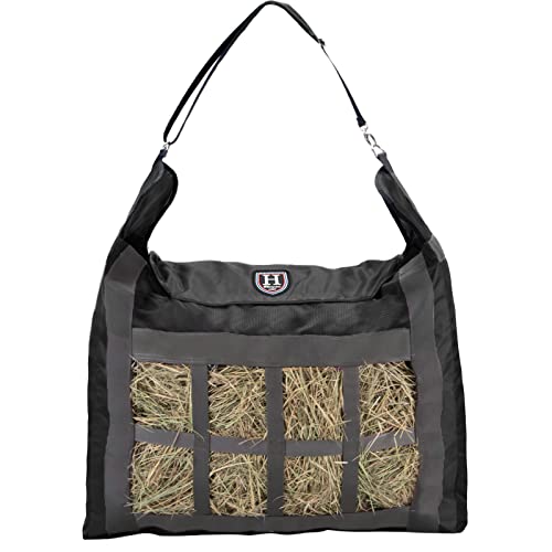 Harrison Howard Premium Durable Slow Feed Horse Hay Bags Oxford Cloth Heavy Duty Large Capacity Horse Feeding Bag-Black - color: Black