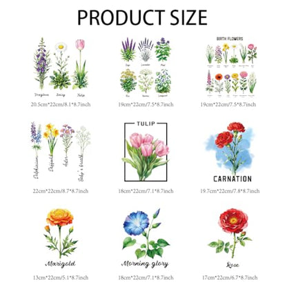 arricraft 9 Sheets Flowering Plants Theme Iron on Decals Patches, 9 Styles Foxglove Daisy Tulip Rose Iron on Stickers PET Washable Heat Transfer Stickers for T-Shirts Patches Bags Hats DIY Crafts - style: Flowering Plants Theme