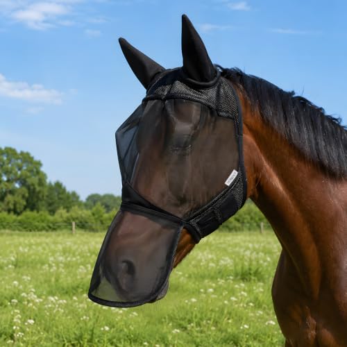 Horse Fly Mask with Ears and Nose Cover (L) - size: L