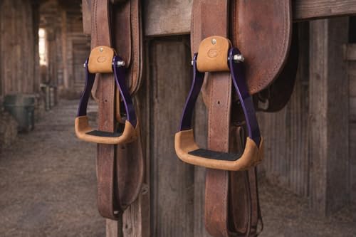 CHALLENGER Horse 4-3/4" Western Saddle Barrel Racing Lightweight Aluminium Stirrups 5181 - color: Purple