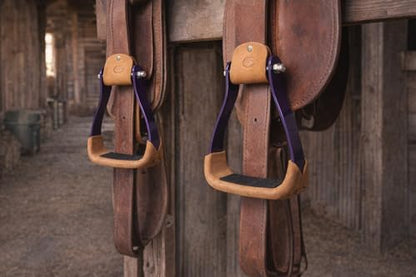 CHALLENGER Horse 4-3/4" Western Saddle Barrel Racing Lightweight Aluminium Stirrups 5181 - color: Purple