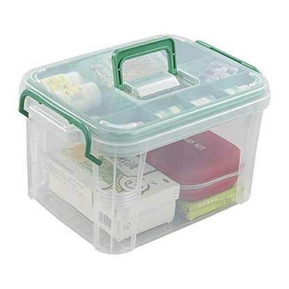 Bringer 15 QT Clear Plastic Family First Aid Box, Medicine Storage Box