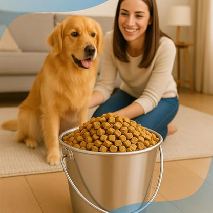 Heavy Stainless Steel Round Bucket, 9 Quart | Durable Food & Water Pail for Dogs, Cats, Kennels, Cages and Critter Crates | Multi-Purpose Bucket - size: 9 quart