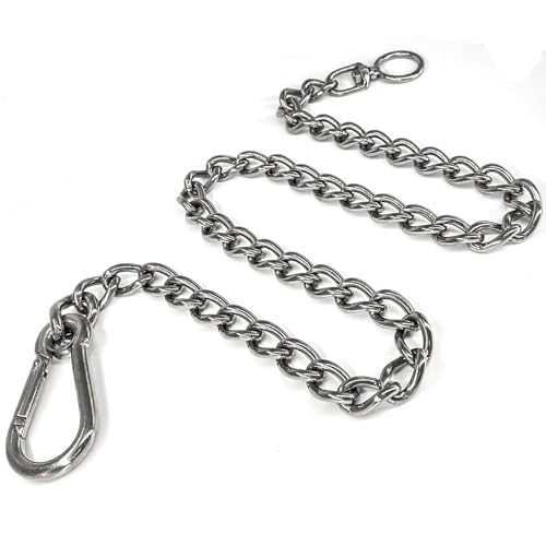 Dog Chain Leash, 304 Stainless Steel Short Lead Metal Heavy Duty Chain DIY Double Dog Leashes Self-Assembly Leashes Extension&Coupler. (304 S/S 32in x 4mm) - size: 304 S/S 32in x 4mm
