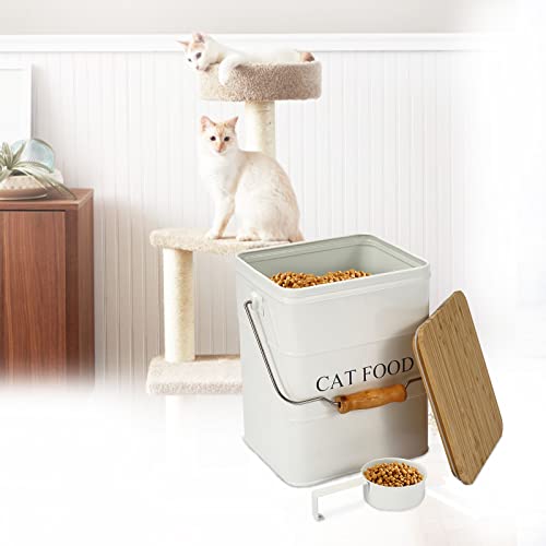 Farmhouse Cat Food Storage Container,6L Cat Food Canisters,Pet Foods Container Hold 5~6lbs Cat Food Treats,Airtight Cats food Storage with Lid and Scoop,Kibble Containers Countertop-White - color: white