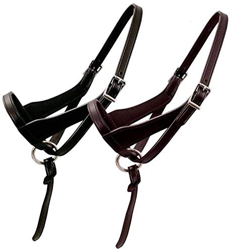 Derby Originals Paris Tack Double Layered Leather Grow with Me Adjustable Horse Foal Halter with Extra Crown Piece - color: Havana Brown
